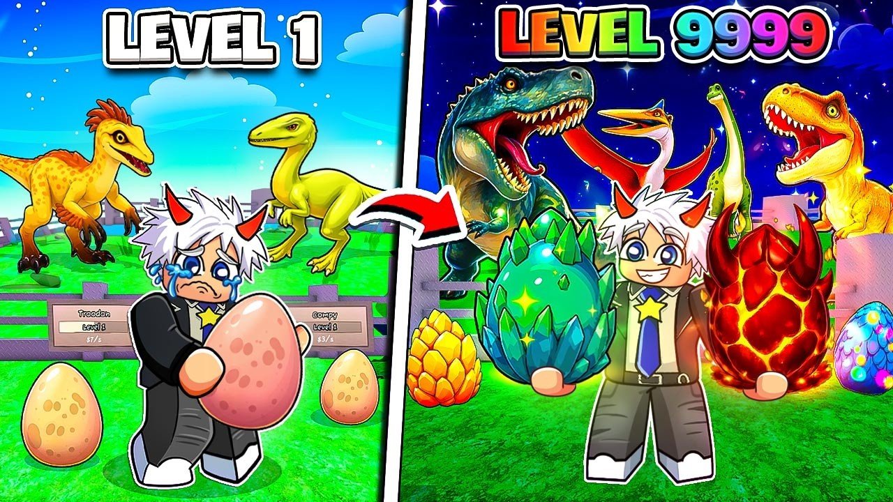 BI HUỲNH ĐÀO TRỨNG KHỦNG LONG VÀ XÂY DỰNG CÔNG VIÊN KHỔNG LỒ TRONG ROBLOX