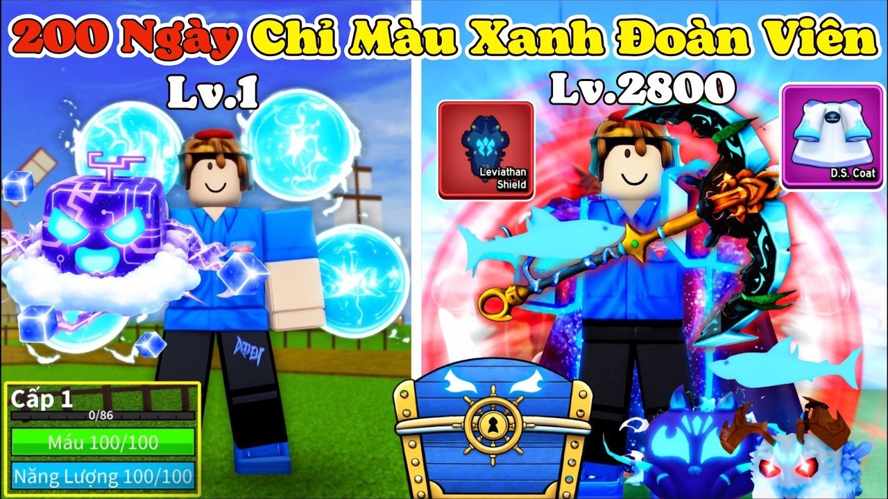 [BloxFruit] 200 Ngày Chỉ Toàn Màu Xanh Dương Anh Đoàn Viên Với Tất Cả Trái Siu Xanh