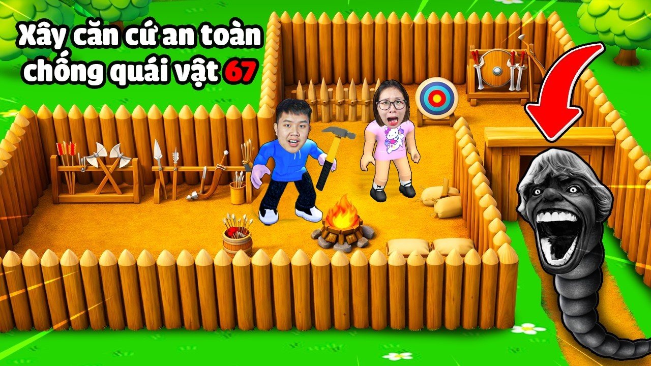 Xây dựng căn cứ an toàn lắp vũ khí xịn xò chống lại quái vật 67 tấn công còng bqThanh & Ốc
