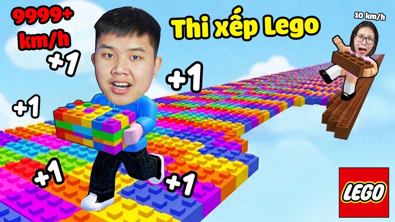 Mỗi giây +1 tốc độ xếp Lego sáng tạo xây mọi thứ thoát khỏi 1000 thử thách cực khó cùng bqThanh & Ốc