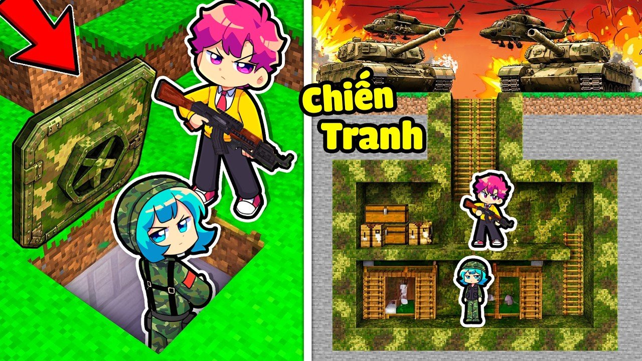 Tôi Xây Hầm An Toàn CHỐNG CHIẾN TRANH Trong Minecraft !? 😱
