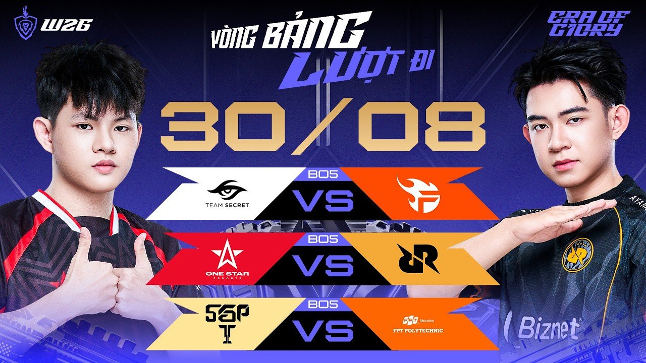 TS vs FPT | 1S vs RRQ | SGP vs FPL | GIAI ĐOẠN VÒNG BẢNG - LƯỢT ĐI | ĐTDV MÙA ĐÔNG 2026 (NGÀY 30/08)