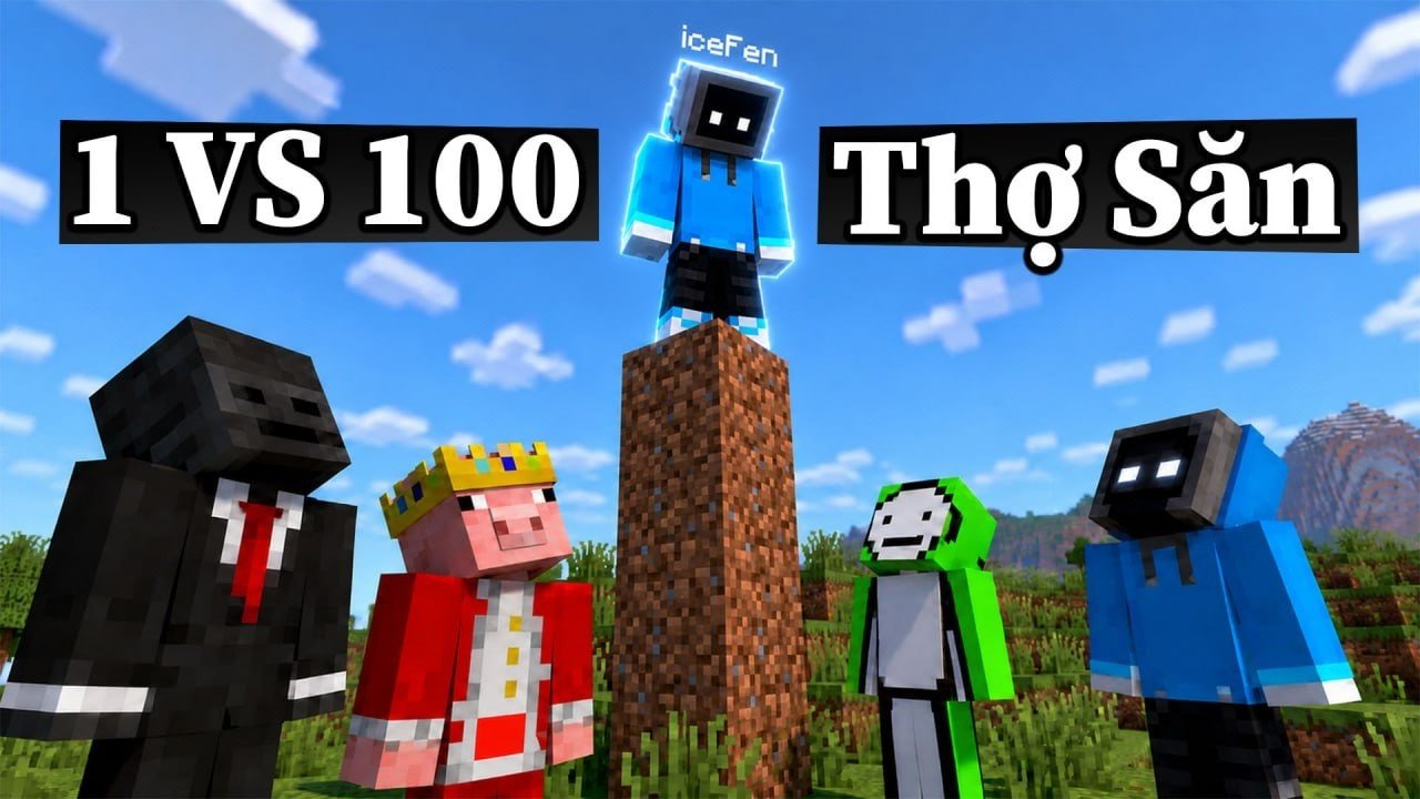 Thử Thách Phá Đảo Minecraft Nhưng Bị 1.000 Thợ Săn Truy Đuổi 🤣 Hoàng ACC